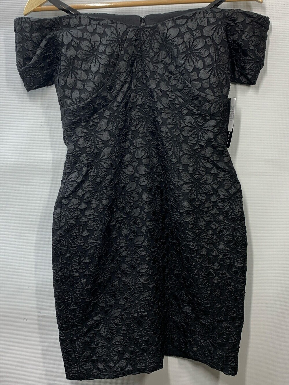 Donna Morgan Women's Cute Mini Cocktail Dress Black Size 6 Raised Floral Print